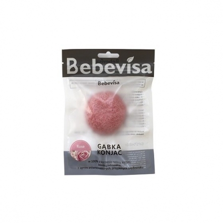 BEBEVISA Gąbka Konjac do twarzy RÓŻANA 6,3-8cm średnicy